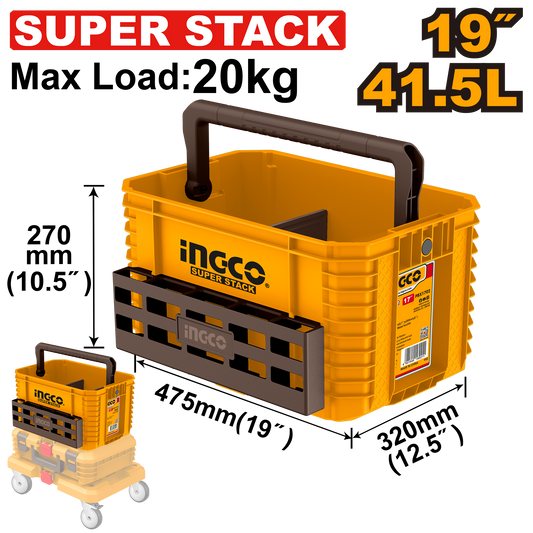 Ingco Stackable Plastic Tool Tote / Tool Storage Container
