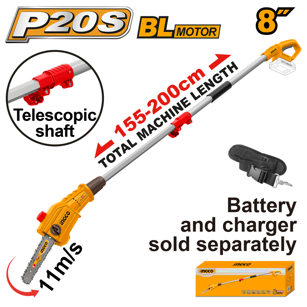 Ingco Cordless Pole Saw Kit 20v P20S