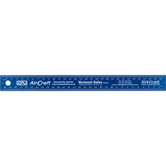 Tork Craft 300Mm Cork Backed Stainless Steel Ruler Blue