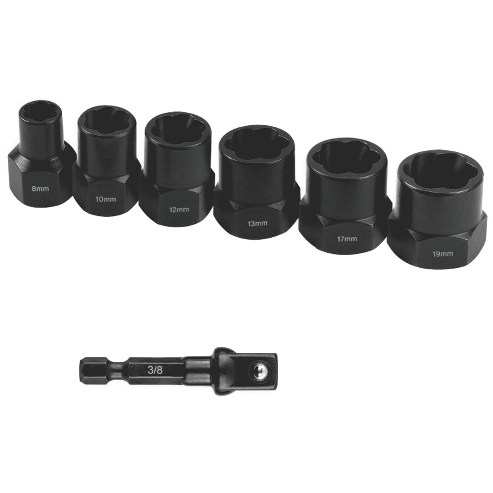 Tork Craft Bolt Extract Set 7Pce 8/10/12/13/17/19Mm 1Pc 50Mm 1/4' Socket Adaptor