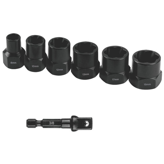 Tork Craft Bolt Extract Set 7Pce 8/10/12/13/17/19Mm 1Pc 50Mm 1/4' Socket Adaptor