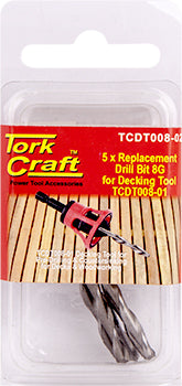 Tork Craft Replacement Drill Bits 8G X 5Pc For Decking Tool Tcdt008-01