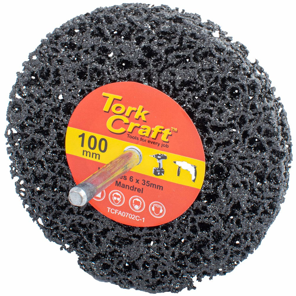 Tork Craft Face Off Disc 100Mm Fitted 6Mm Mandrel Carded For A Drill