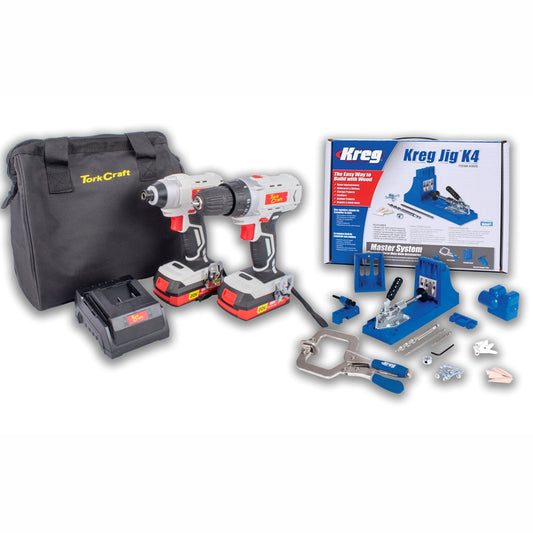 Special - Tork Craft Drill & Impact Driver & Kreg Jig K4 Twin Pack Tc20002