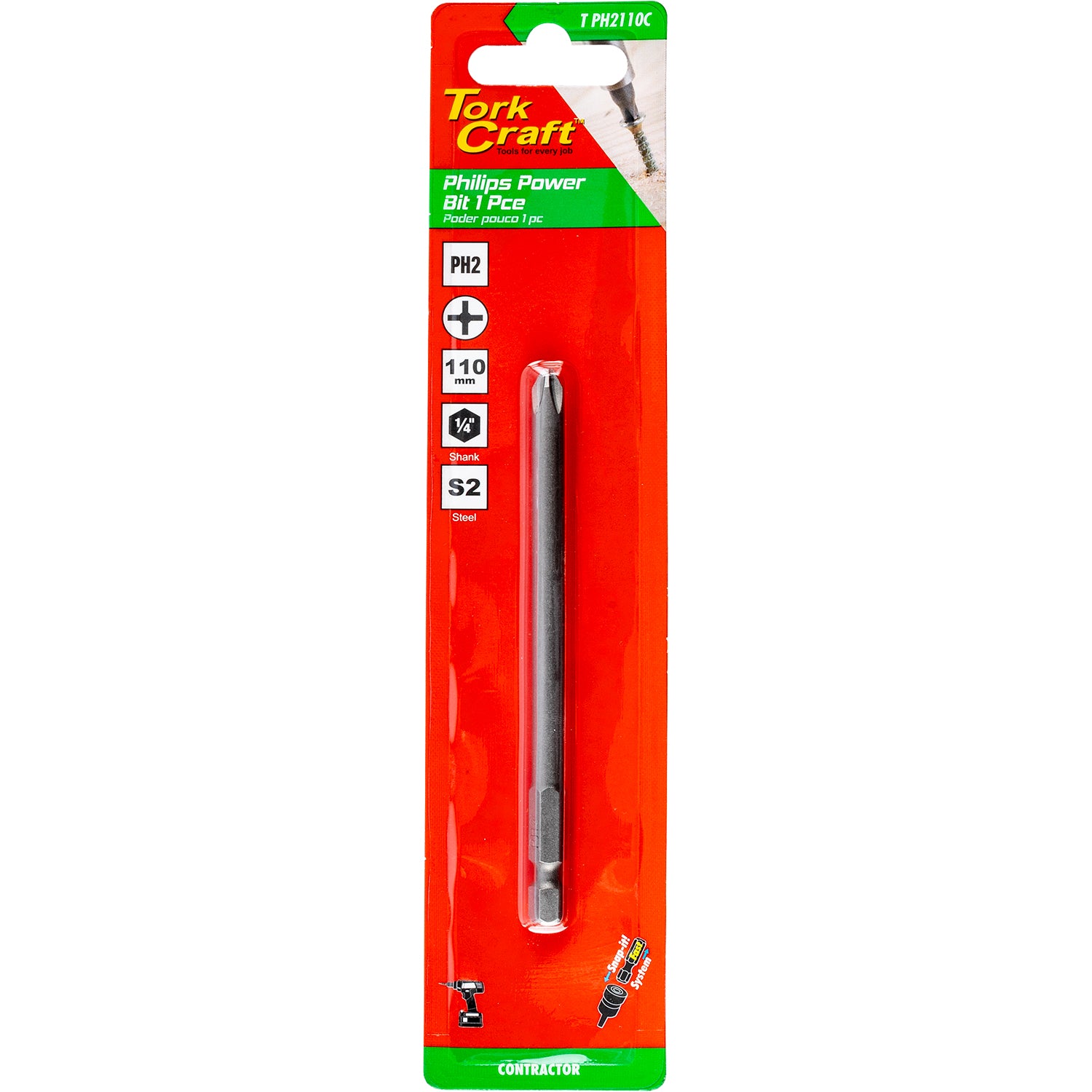 Tork Craft Phil. Ph2 X 110Mm Power Bit 1Pc Carded