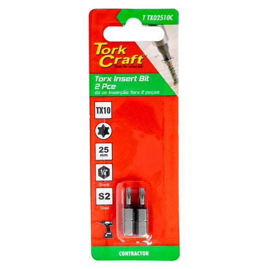Tork Craft Torx Tx 10 Classic Insert Bit 25Mm 2Pc Carded