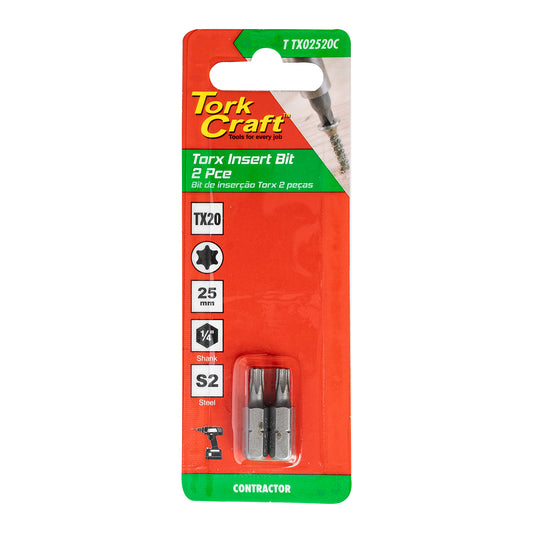 Tork Craft Torx Tx 20 Classic Insert Bit 25Mm 2Pc Carded