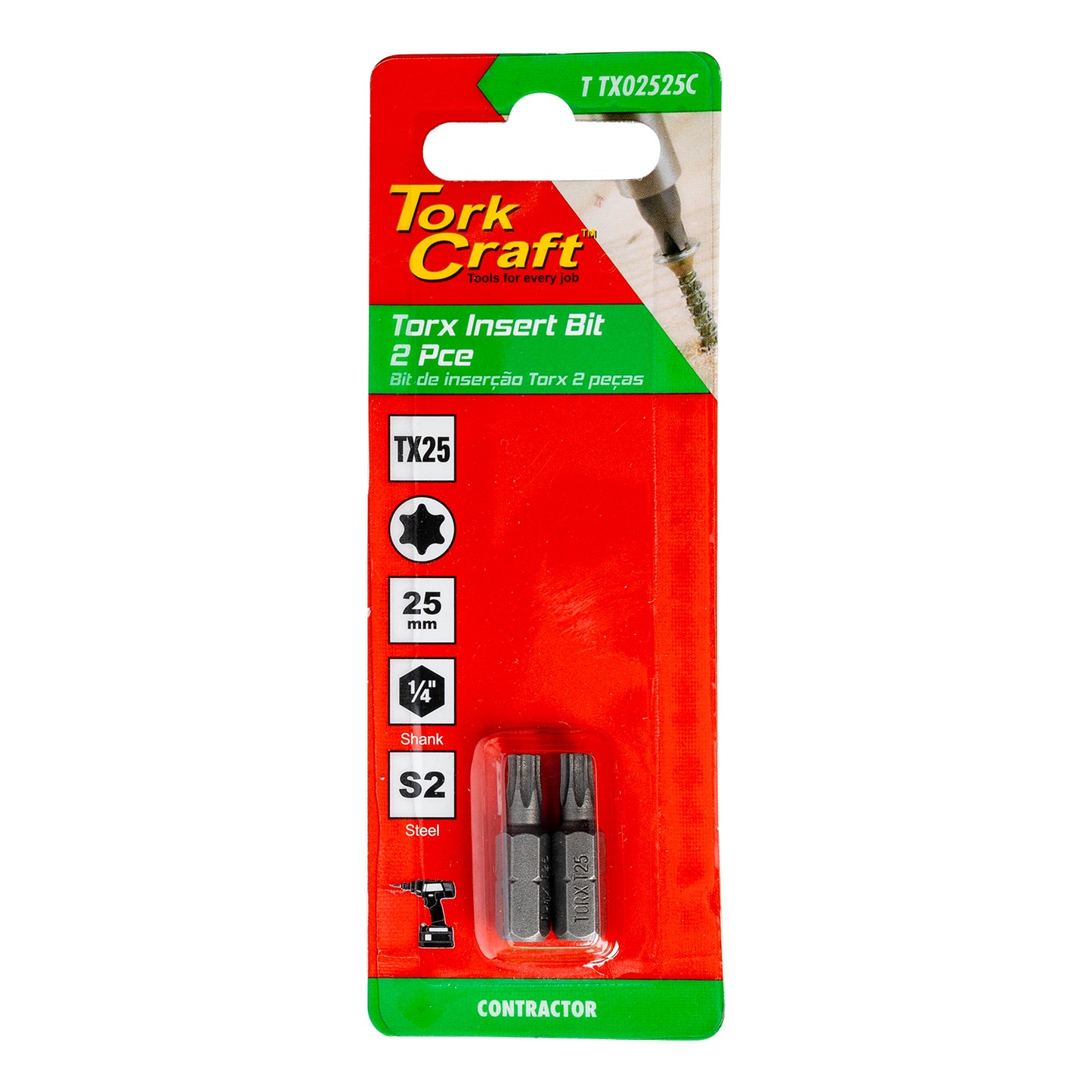 Tork Craft Torx Tx 25 Classic Insert Bit 25Mm 2Pc Carded