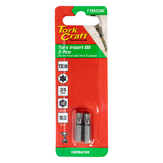 Tork Craft Torx Tx 30 Classic Insert Bit 25Mm 2Pc Carded