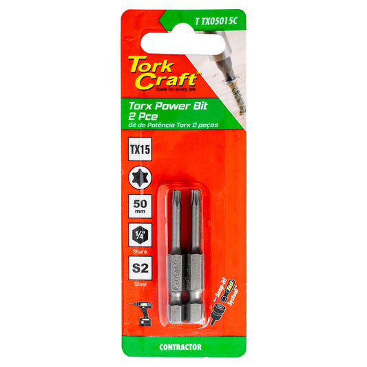 Tork Craft Torx Tx 15 Classic Power Bit 50Mm 2Pc Carded