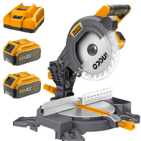 Special - Ingco Cordless Mitre Saw 20V Kit (Charger + 2x Battery 5AH incl.)