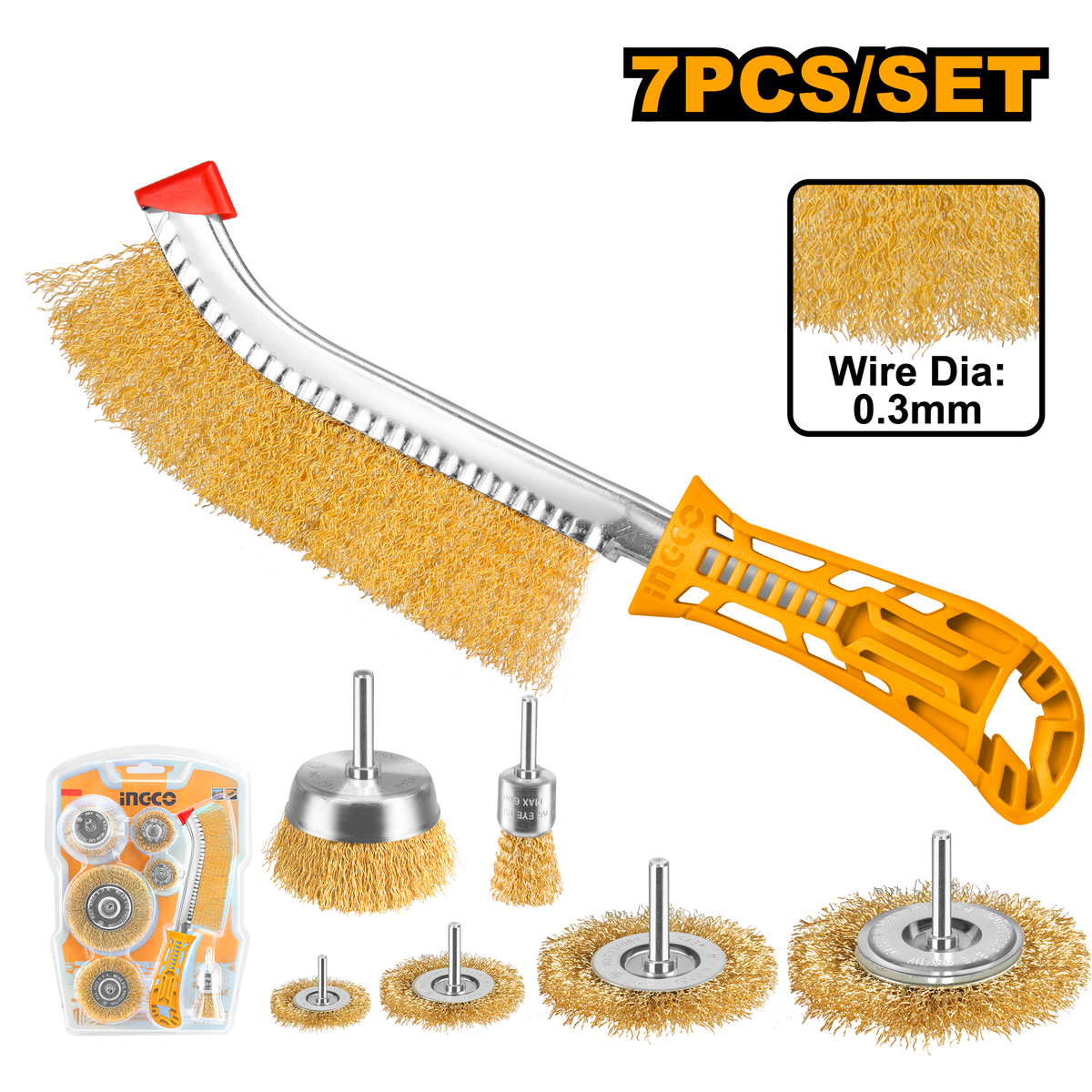 Ingco Wire Brush Set 7Pcs