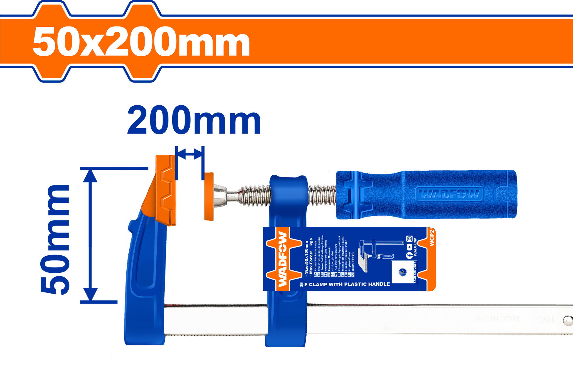 Wadfow F clamp with plastic handle 200m WCP2152