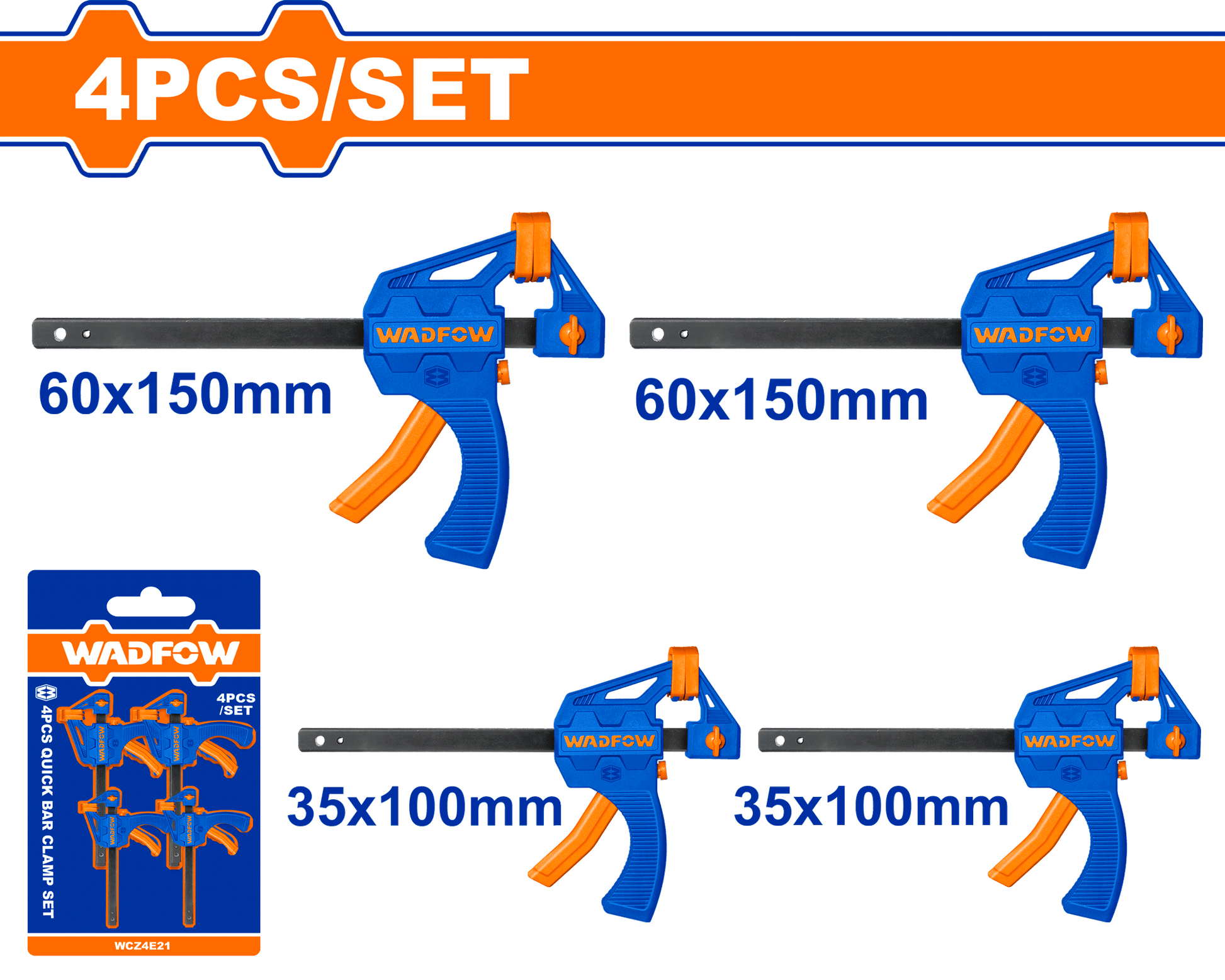 Wadfow Quick bar clamp set 4 Piece WCZ4E21