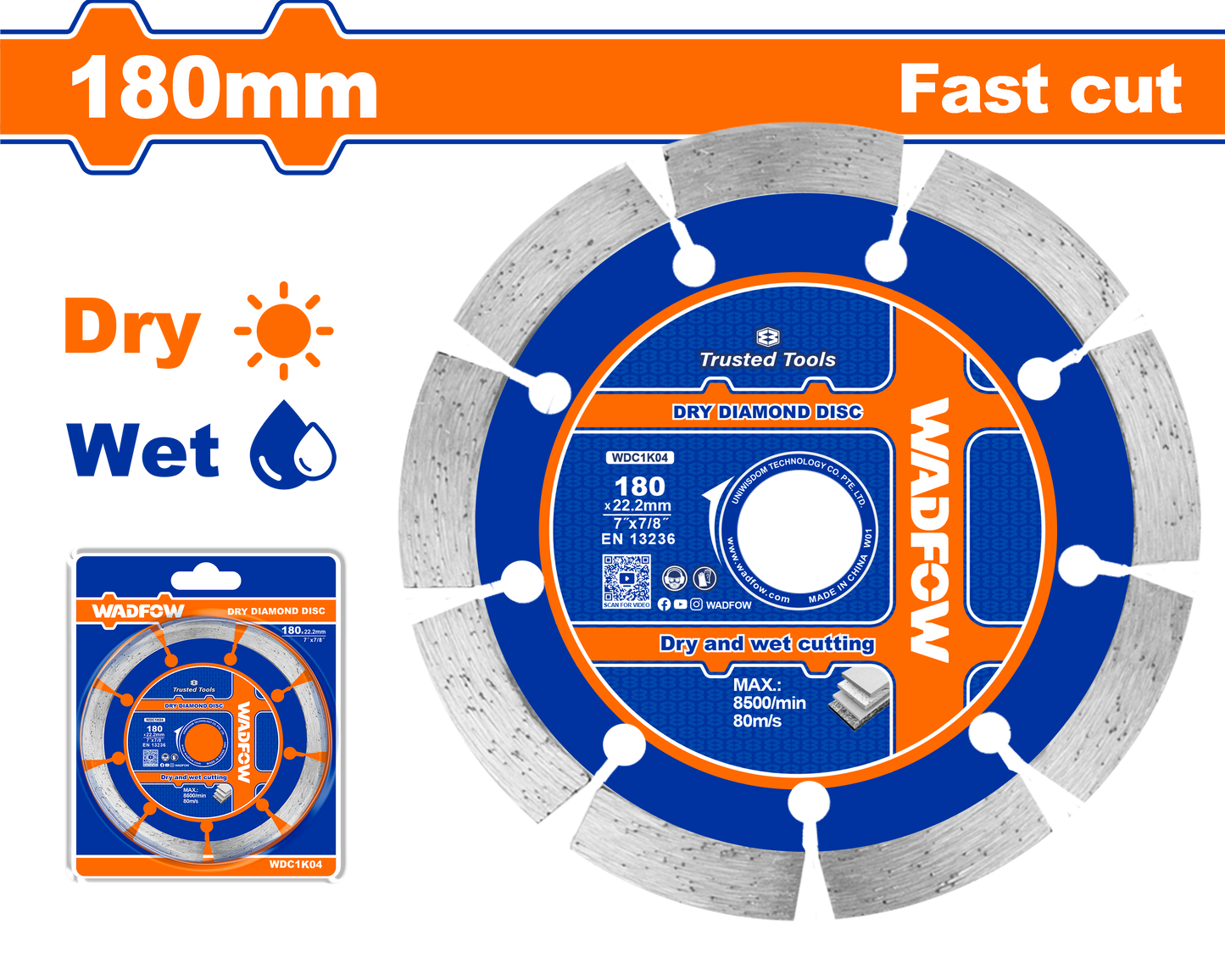 Wadfow Dry diamond disc 180mm WDC1K04