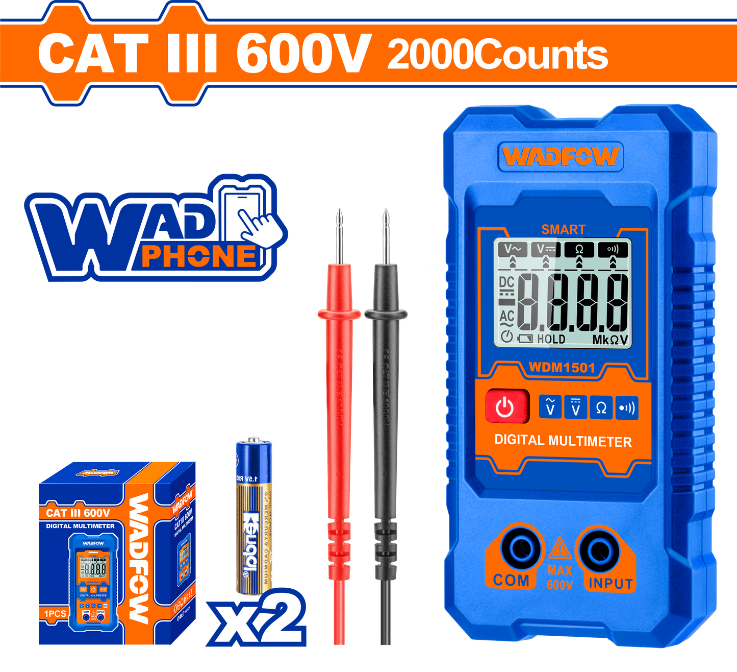 Wadfow Digital multimeter CAT III 600V WDM1501