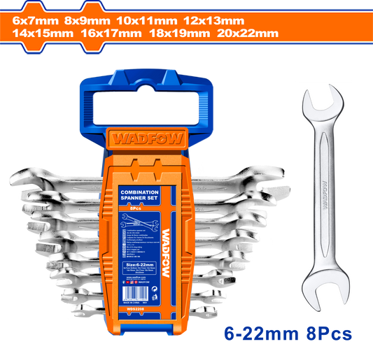 Wadfow Double open end spanner set 8 Piece WDS2208