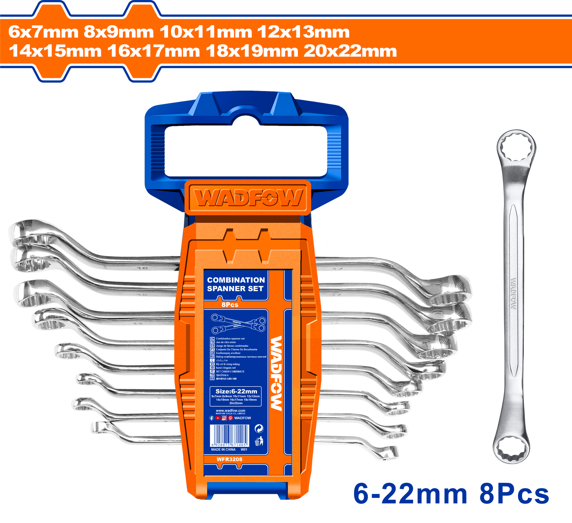 Wadfow Offset ring spanner set 8 Piece WFR3208