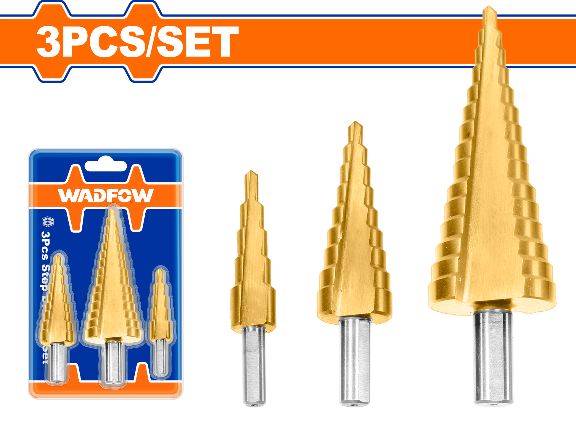 Wadfow Step drill bit set hss 3 Piece WJD3401