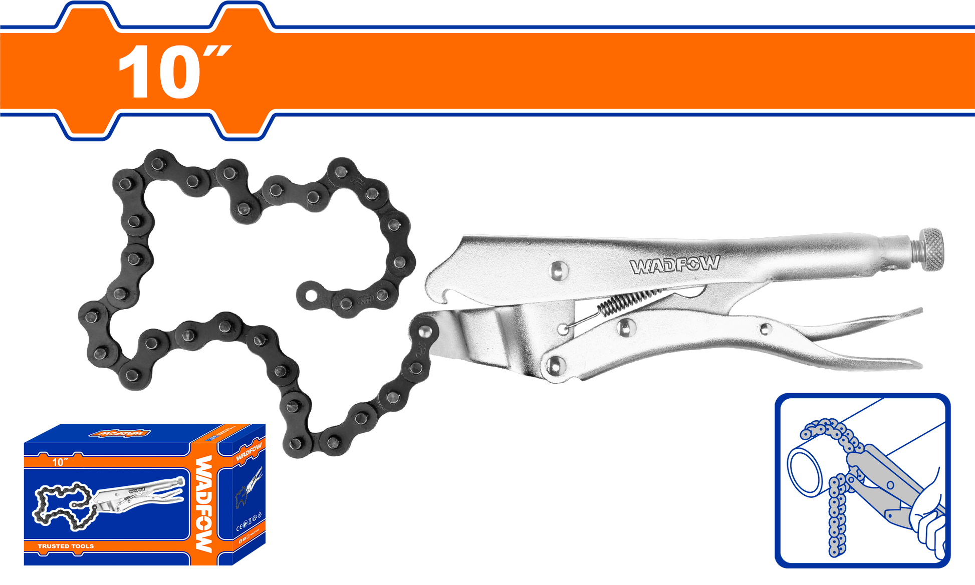 Wadfow Chain clamp locking plier 10" WLP5510
