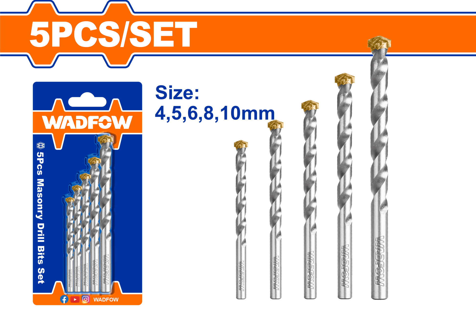 Wadfow Masonry drill bits set 5 Piece WMJ2K01