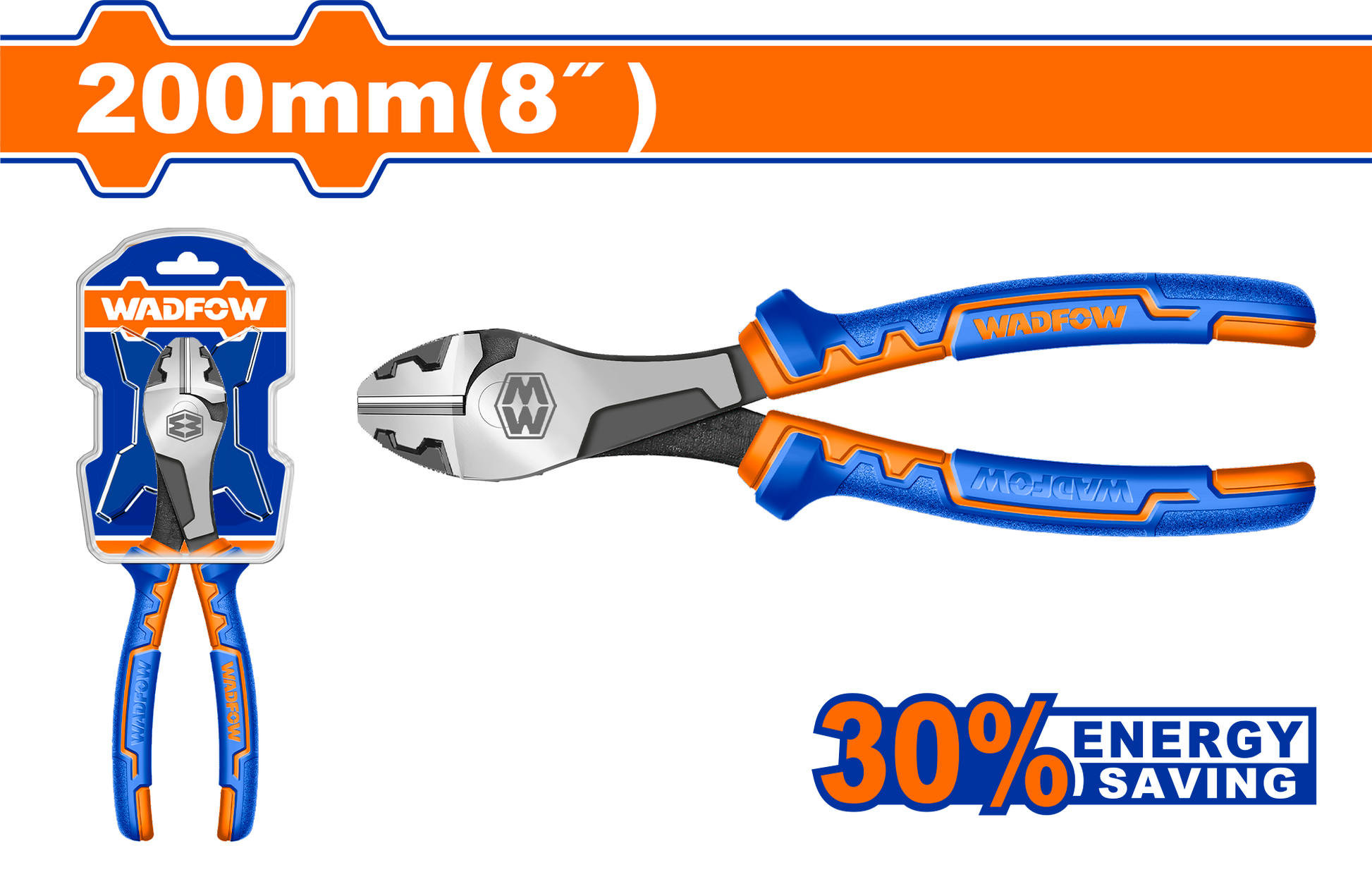 Wadfow High leverage heavy-duty diagonal cutting pliers 8" WPL7718