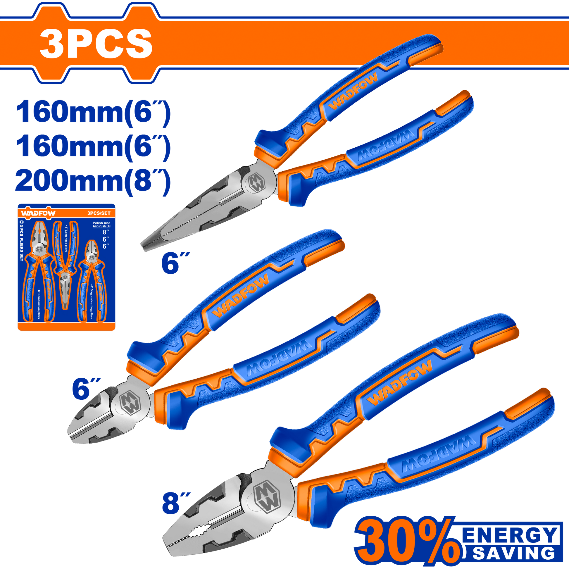 Wadfow High leverage pliers set 3 Piece WPS0613