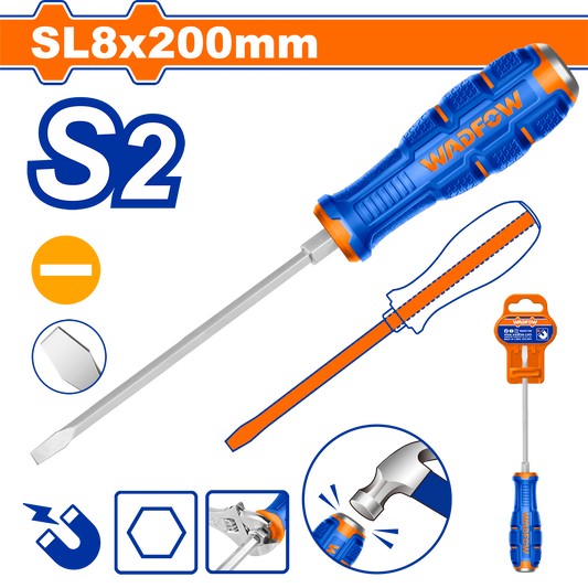 Wadfow Slotted go-through screwdriver SL8x200mm WQJ1288