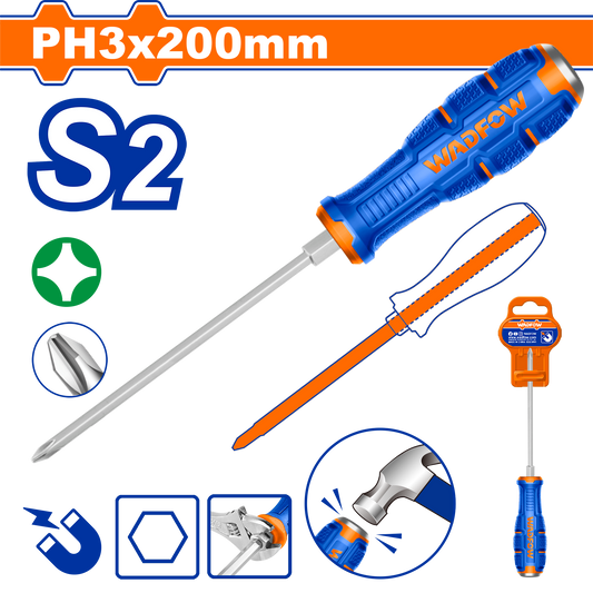 Wadfow Phillips go-through screwdriver Ph3x200mm WQJ2238