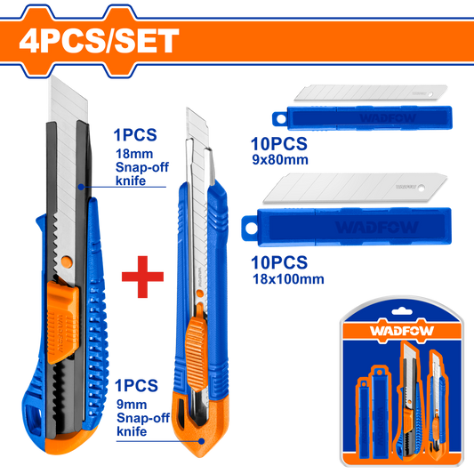 Wadfow Snap-off blade knife set 4 Piece WSK2204
