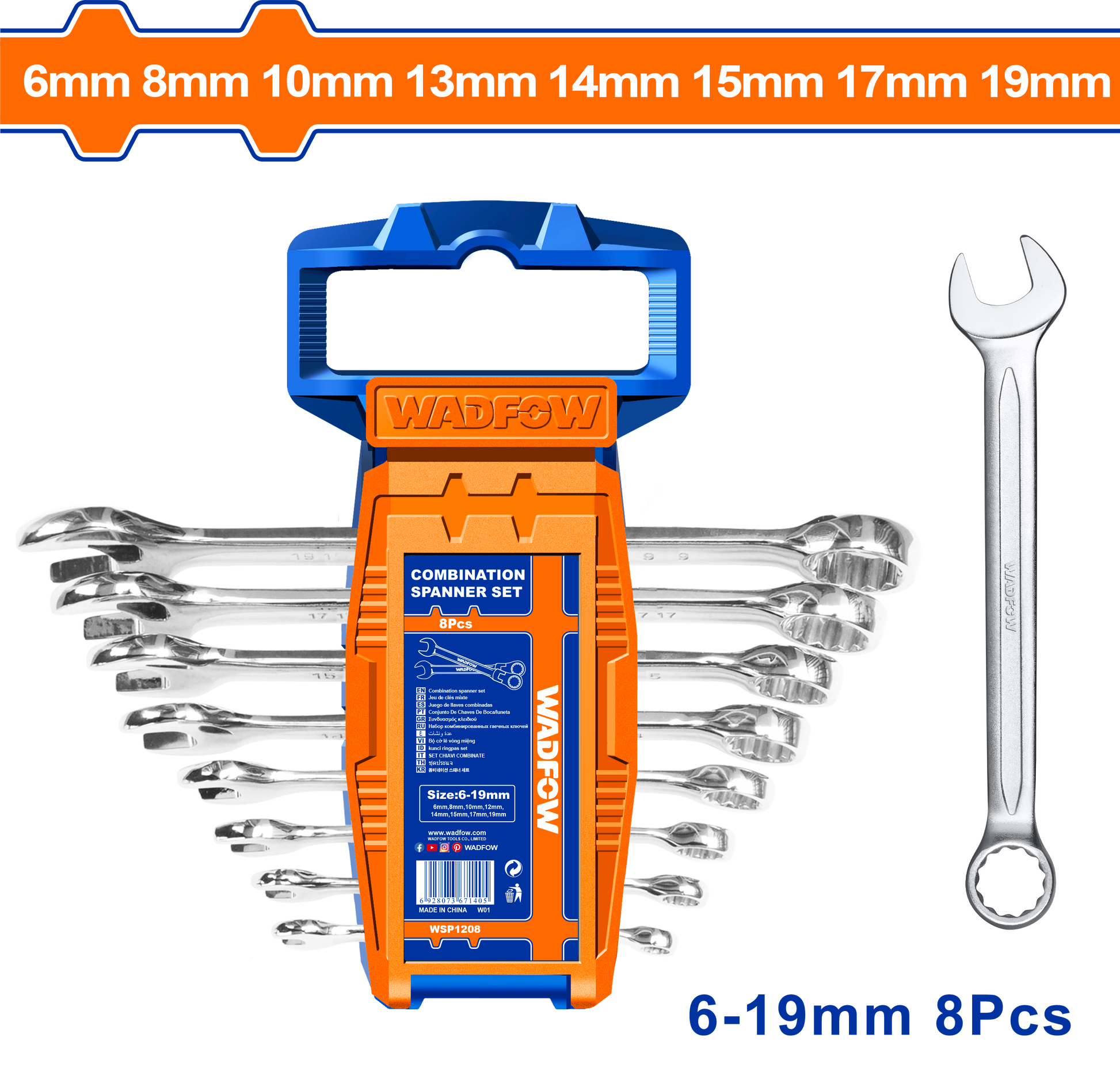 Wadfow Combination spanner set 8 Piece WSP1208
