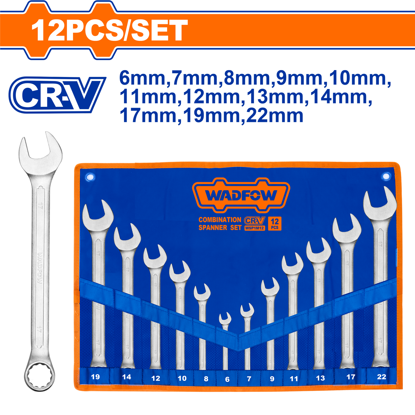 Wadfow Combination spanner set 12 Piece WSP1M12