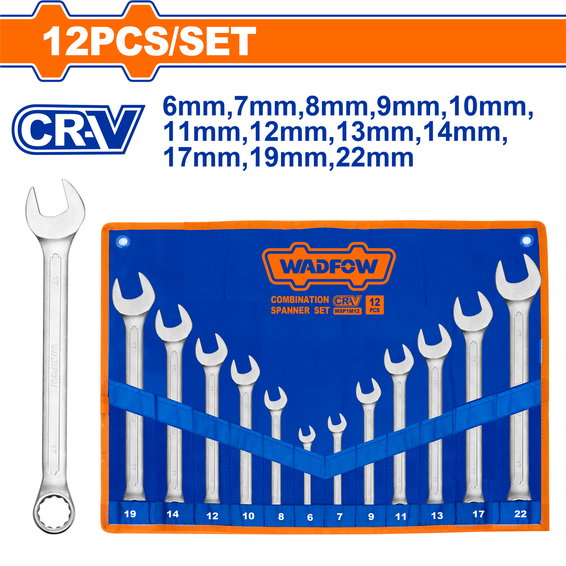 Wadfow Combination spanner set 12 Piece WSP1M12