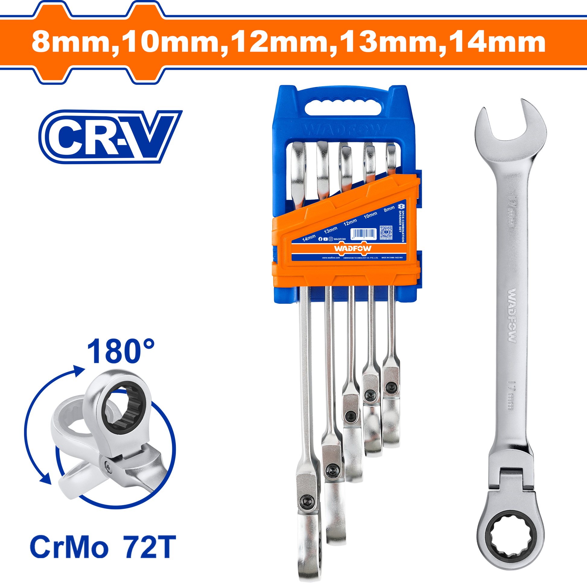 Wadfow Flexible ratchet spanner set 5 Piece WSP5205
