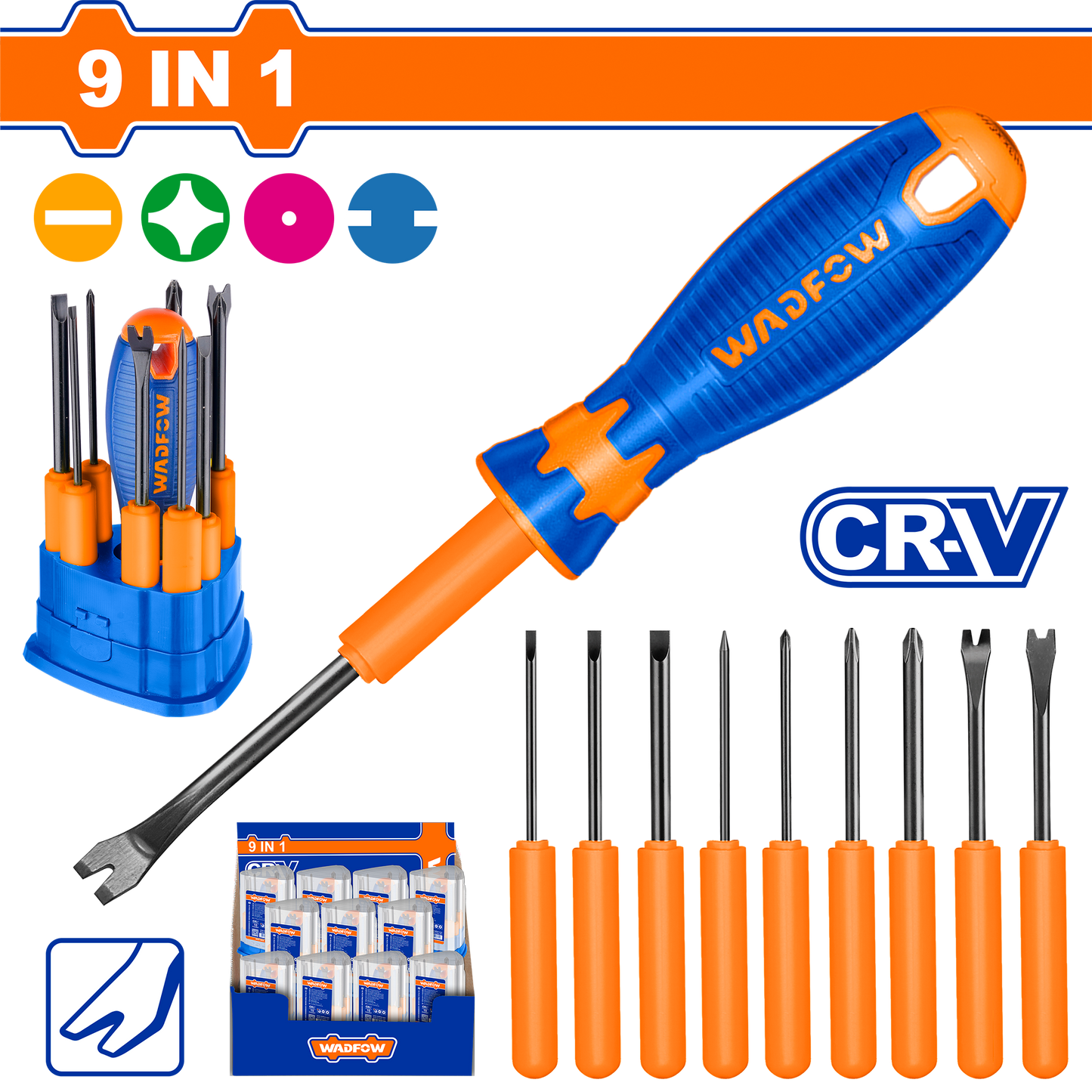 Wadfow Interchangeable screwdriver set 10 Piece WSS1B10