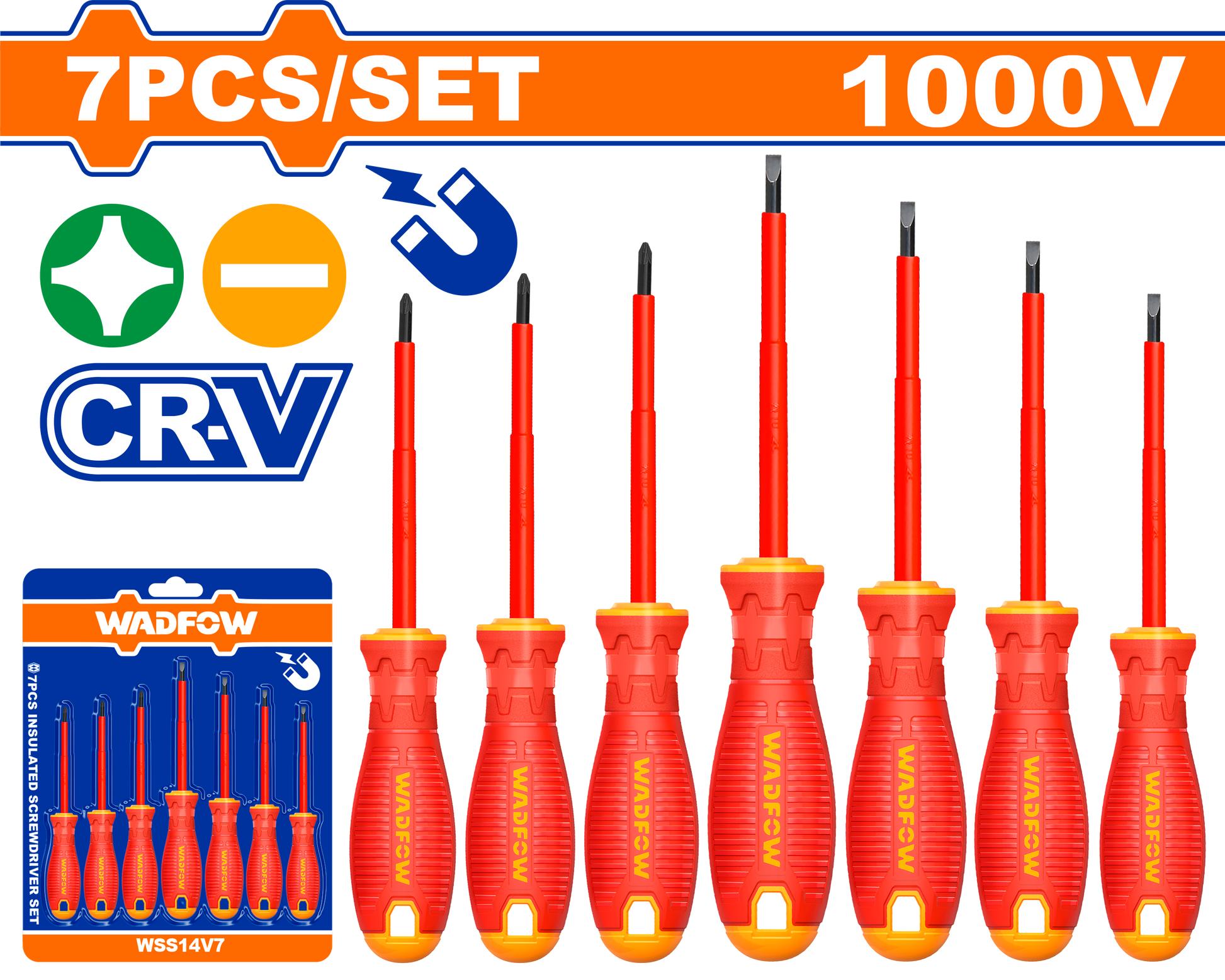 Wadfow Insulated screwdriver set 7 Piece WSS7407
