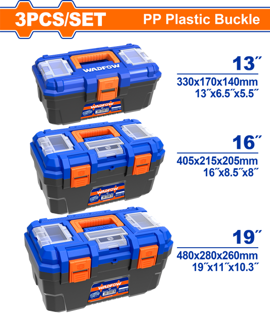 Wadfow Plastic tool boxes set 3 Piece WTB2103