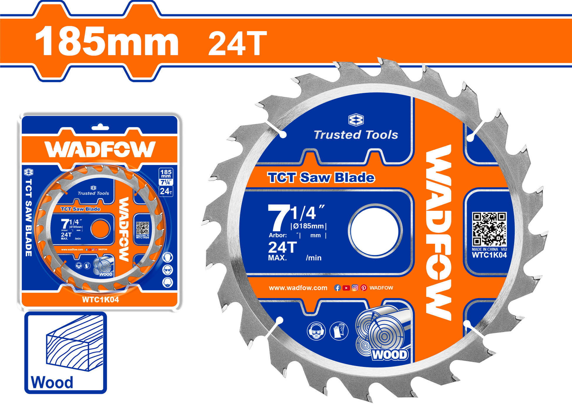 Wadfow TCT saw blade 185mm WTC1K04