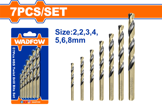 Wadfow HSS twist drill bits set 7 Piece WTD3K01