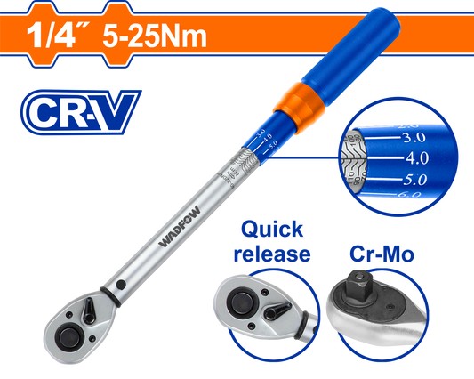 Wadfow Torque wrench 1/4" Dr 5NM - 25NM