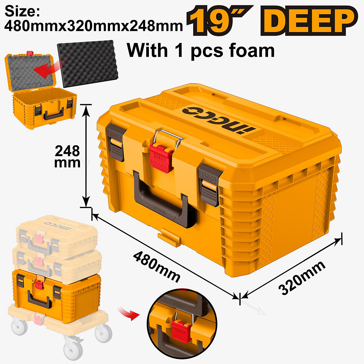 Ingco Stackable Tool Box 19" Deep variant with Plastic Clasp