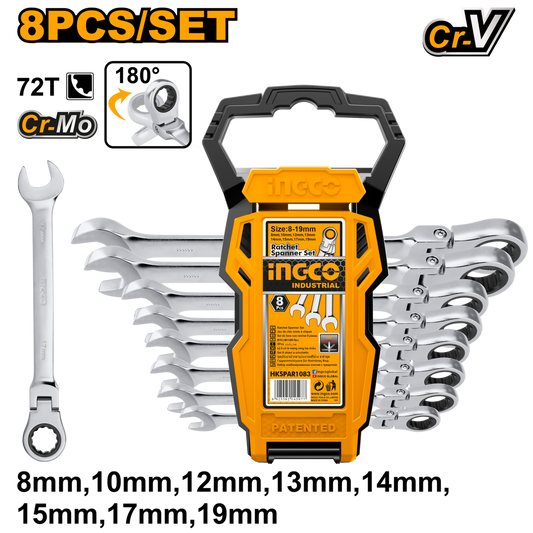 Ingco -  Flexible Ratchet Spanner Set
