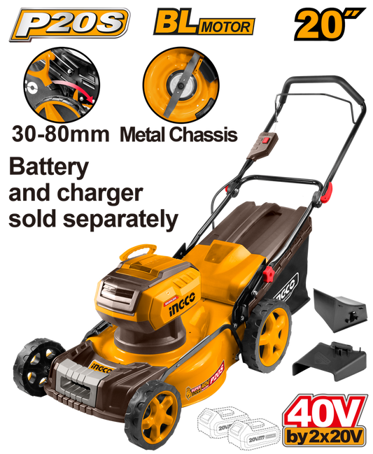 Ingco Cordless Lawn Mower 40v 20" / 510MM Lithium-ion (Tool Only)