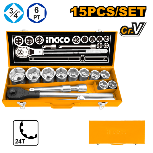 Ingco Socket Set 15Pcs