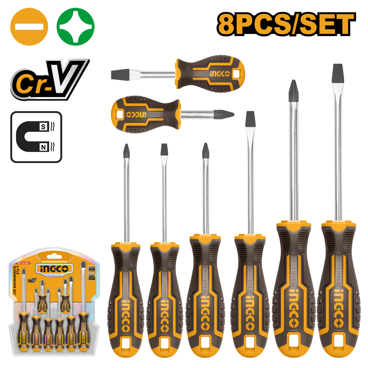 Ingco Screwdriver Set 8Pcs