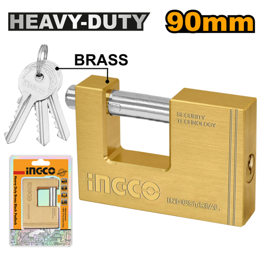 Ingco Heavy Duty Brass Block Padlock 90mm