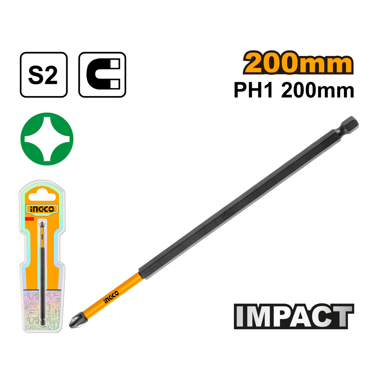 Ingco Impact screwdriver bits PH1 X 200mm