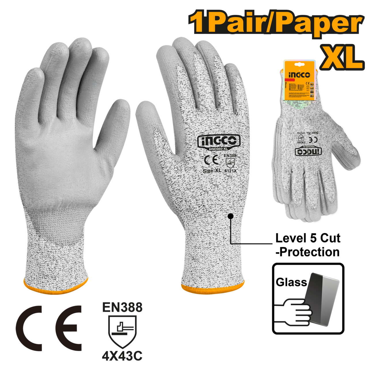 Ingco Cut-Resistance Gloves, XL