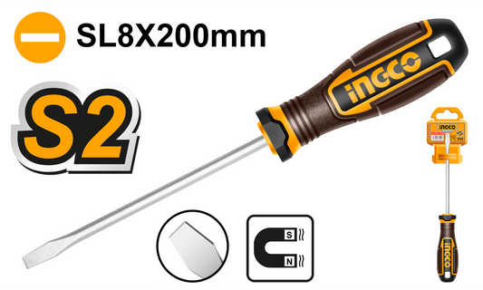 Ingco Slotted Screwdriver SL8 X 200mm