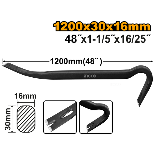 Ingco Wrecking Bar 1200mm X30mm X 16mm